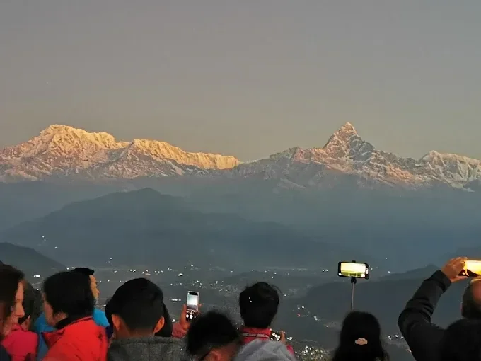 Beautiful sunrise over annapurna range seen from sarangkot